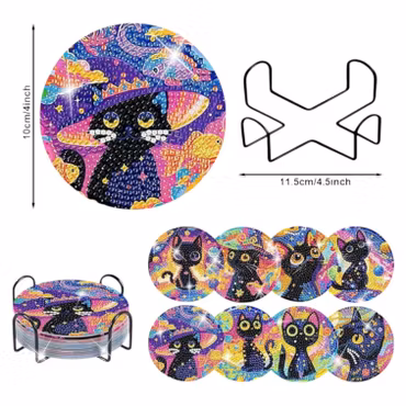 Diamond Painting Cocktail-underlägg – 8-pack DIY 5D muggunderlägg med hållare