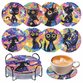 Diamond Painting Cocktail-underlägg – 8-pack DIY 5D muggunderlägg med hållare