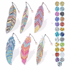 6-pack Diamond Painting bokmärken med hängsmycken – 5D DIY kit