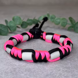 Neonrosa/Svart Carbon Fästinghalsband – Naturligt skydd med EM®-keramik