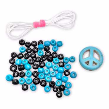 DIY-kit Fredsarmband – Turkos & svart