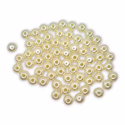 Elfenbensfärgade plastpärlor 6 mm
