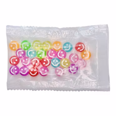 Akrylpärla smiley 10 mm färgglad mix