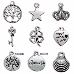 Berlockmix i silver – olika motiv