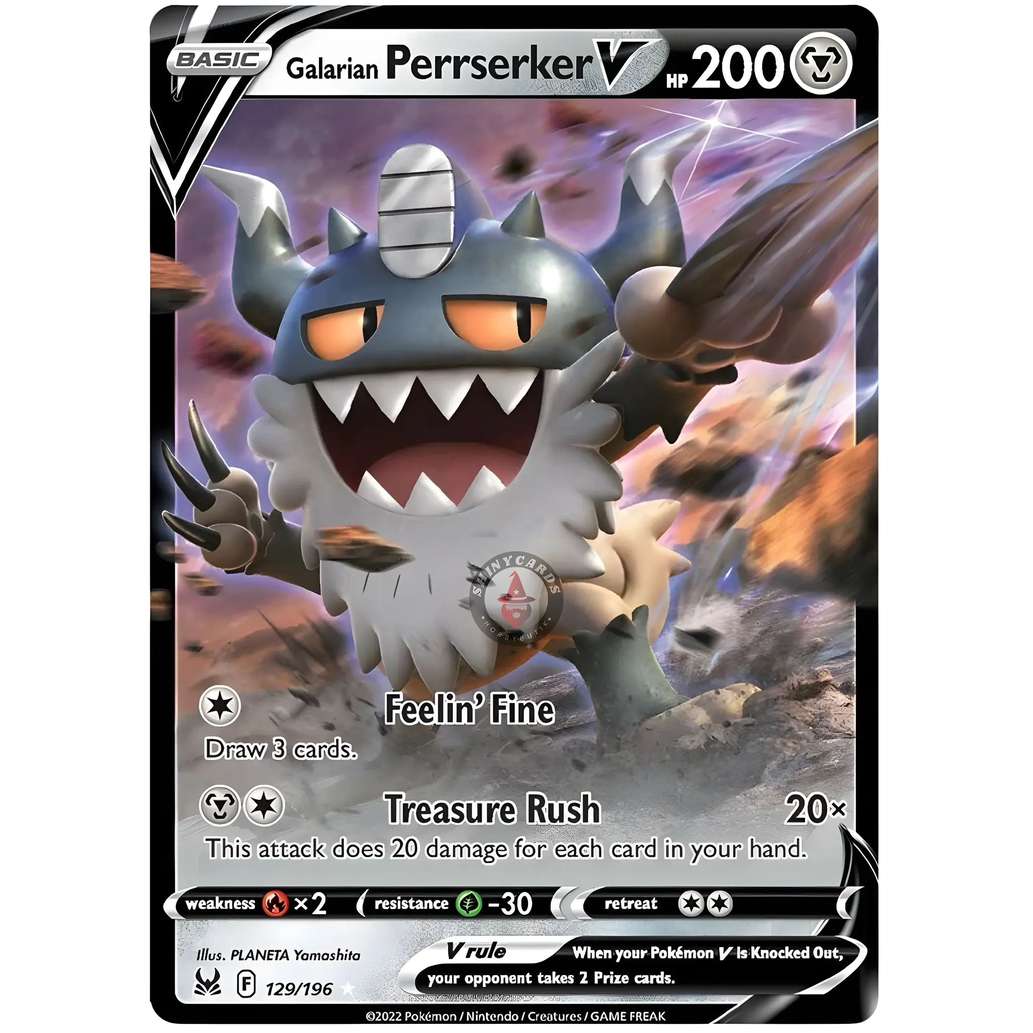 Galarian Perrserker V – 129/196 – Pokémon Sword & Shield: Lost Origin