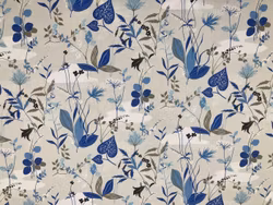 Äng - blommor och blad i blå toner