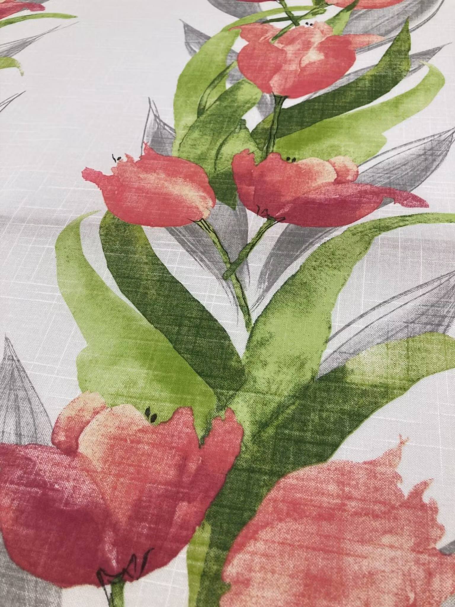 Närbild Tulpan stiliserade tulpaner i mjuka rosa, ceriseröda, gröna toner
