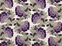 Retro lila – kraftigt tyg med retroblommor
