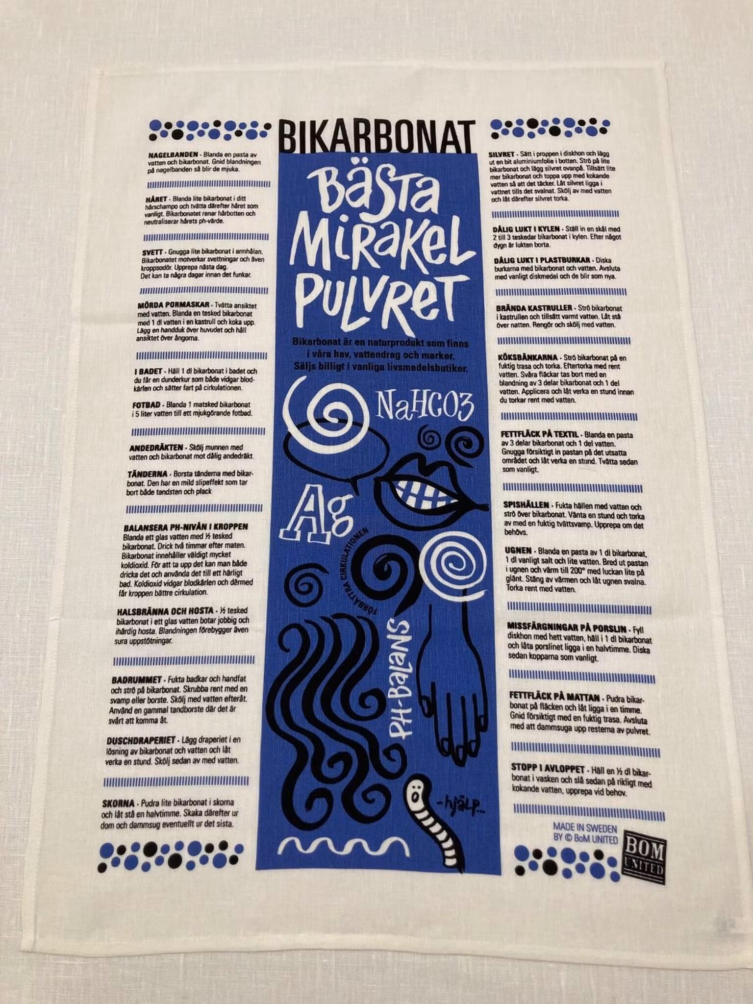 Kökshandduk Bikarbonat Bästa mirakelpulvret i halvlinne 50 x 70 cm