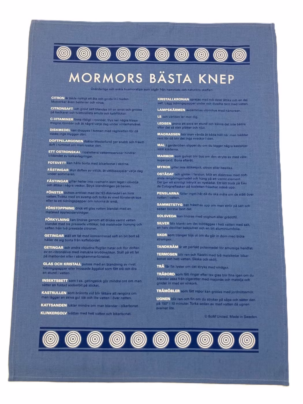 Kökshandduk Mormors Bästa Knep i blått halvlinne 50 x 70 cm