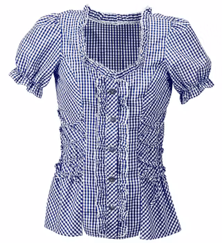 Oktoberfest blus - blå/vit