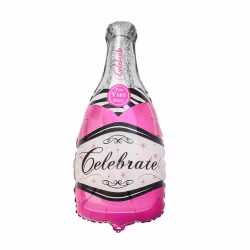 Folieballong - Rosa,zebra Flaska