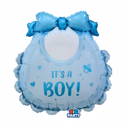 Folieballong - Blå haklapp med text