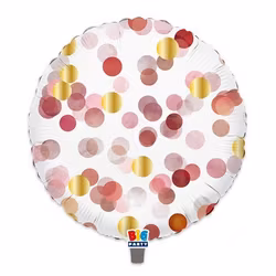 Folieballong - Konfetti printad röd/guld/rosa