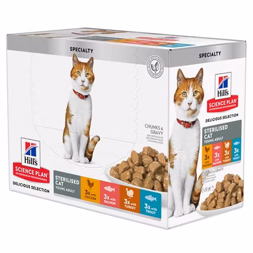 Hills Feline Adult Sterilised Chicken, Fish, Trout & Turkey 12x85g