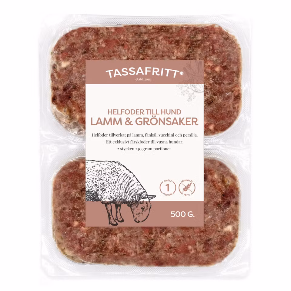 Fryst Färskfoder – Lamm & Grönsaker (Ekologiskt)
