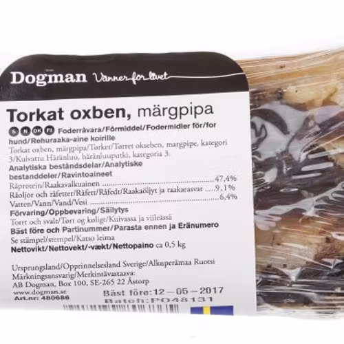 DOGMAN TORKAD MÄRGPIPA OX PLASTAD