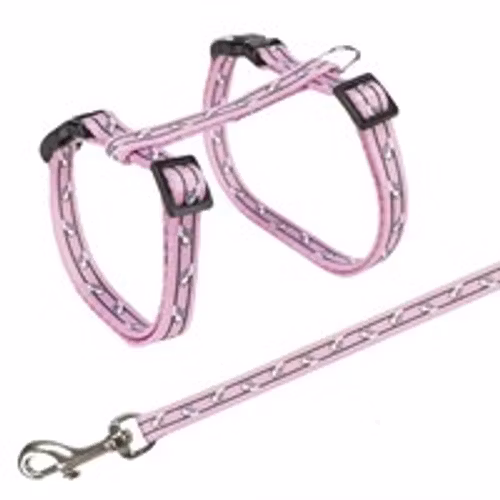 Kattsele+koppel, 24-45 cm/10 mm. 120 cm, kattmotiv, nylon