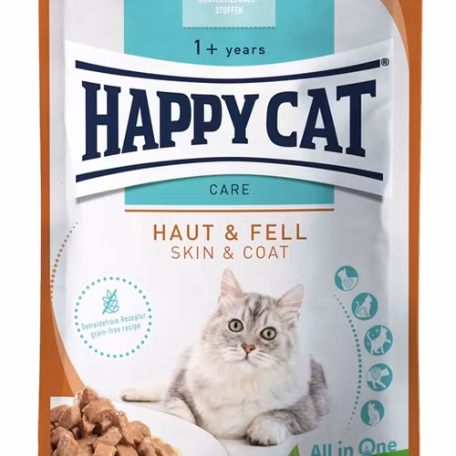 HappyCat våt/sås, Skin&Coat, 85 g