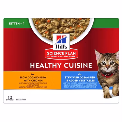 Hills Kitten Healthy Cuisine Chicken/Ocean Fish & Veg. 12x80g