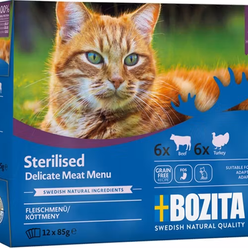 Bozita S Multibox 12x85g Köttmeny i gelé Nöt Kalkon /1.02 kg