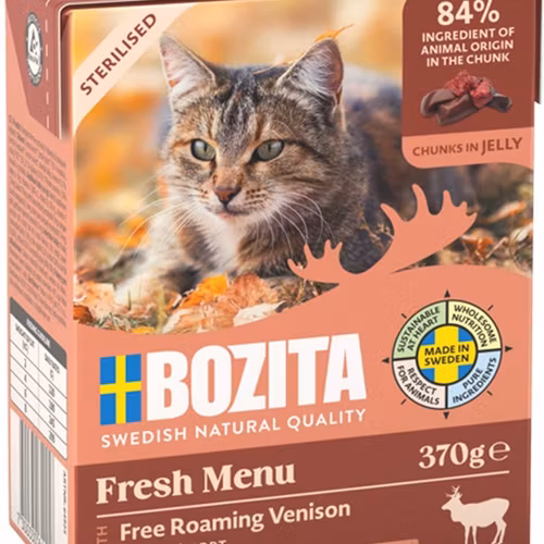 Bozita Katt Sterilised, Tetra Bitar i gelé hjort 370 g