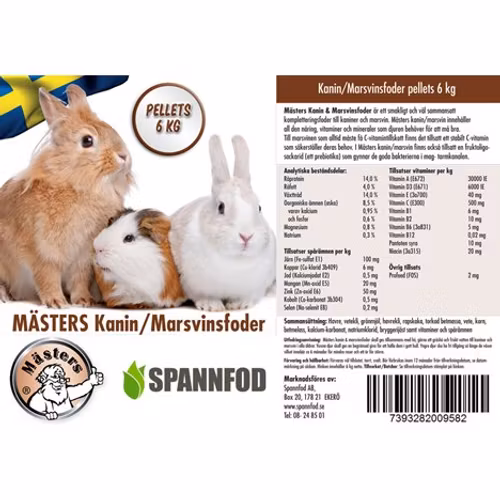 G FODER MÄSTERS KANIN/MARSV PELLETS M C-VIT 6KG HINK