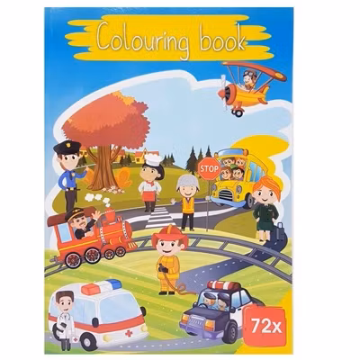 Målarbok  A4  72 sidor - Fordon och figurer