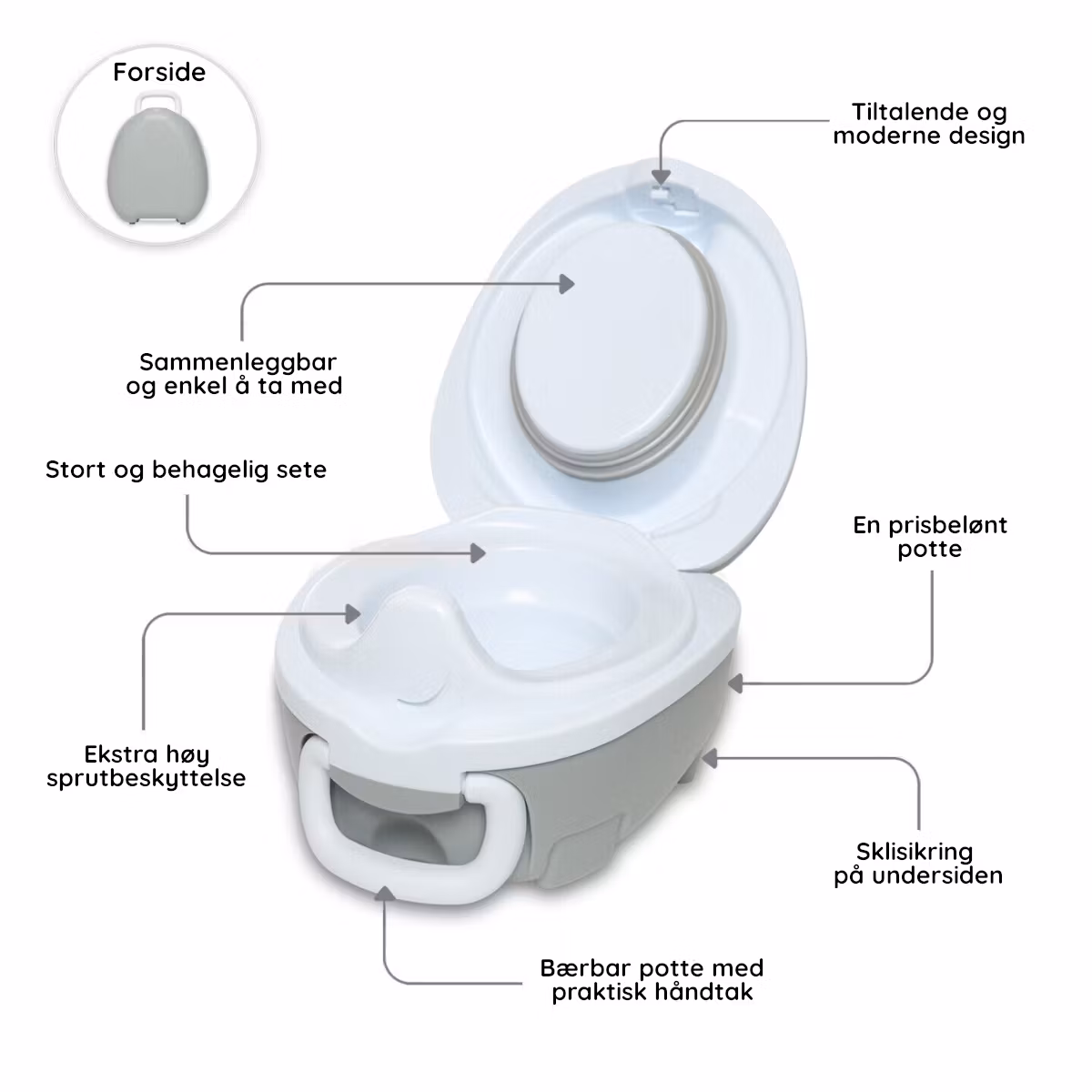 My Carry Potty bærbar potte til barn Pastellgrå