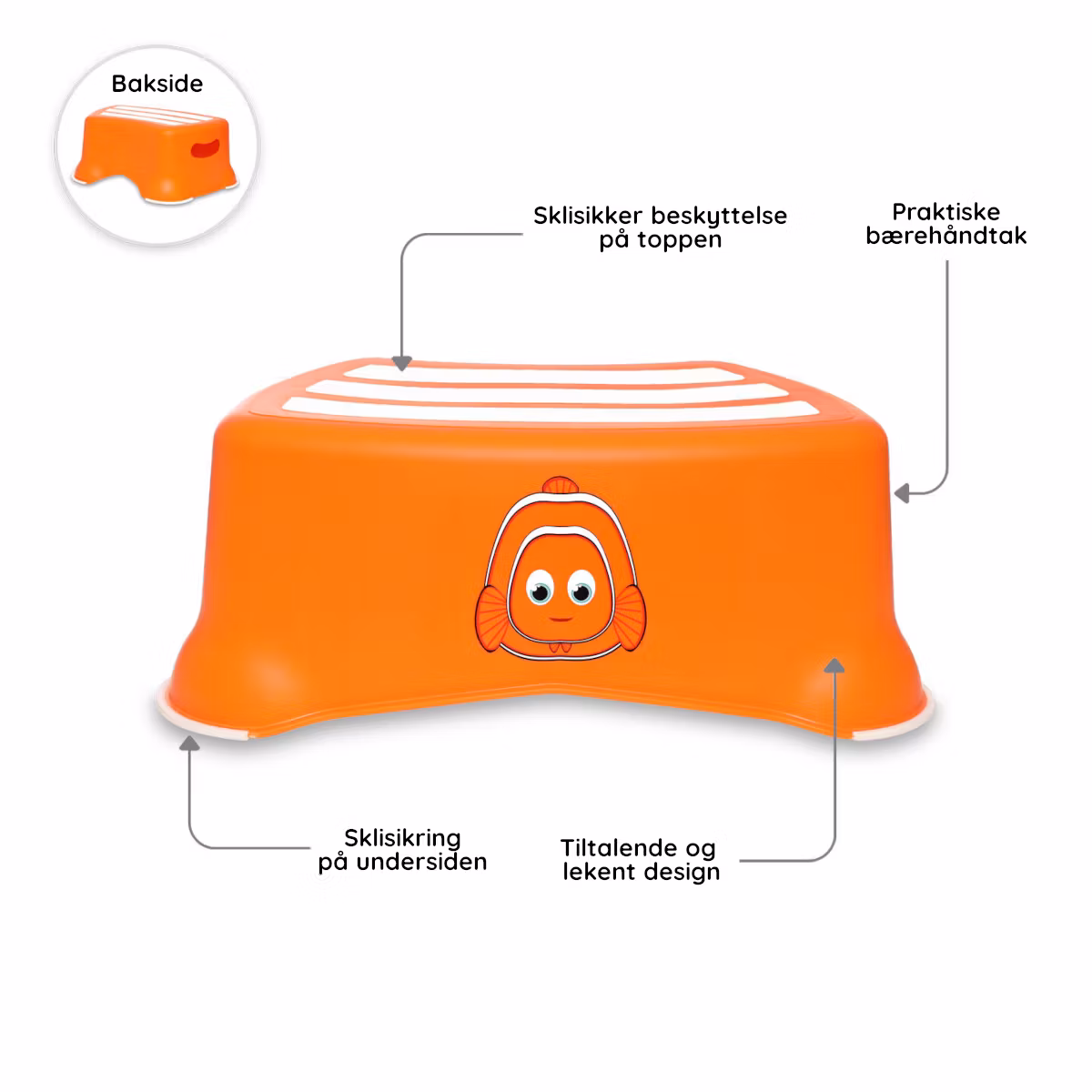 Potträna med vårt fina set där Clownfisk badrumspall ingår