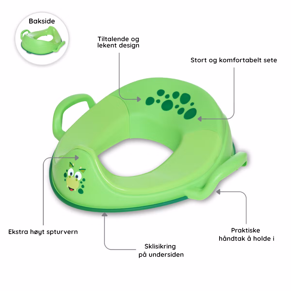 I vårt stora set för potträning ingår My Carry Potty toalettsits Dino