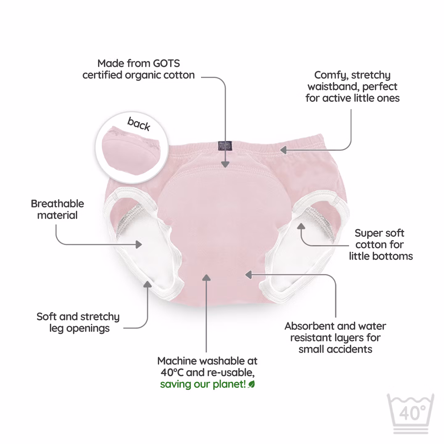 My Carry Potty Pottetreningsbukser Pastellrosa 3-pak