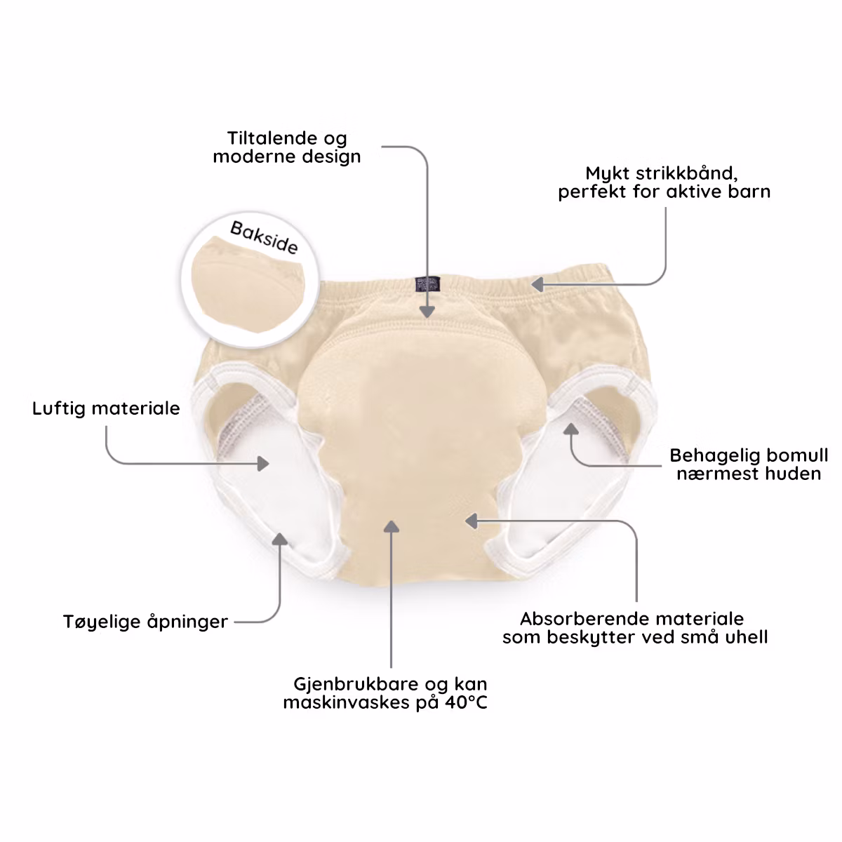 My Carry Potty Pottetreningsbukser Naturlig beige 3-pak