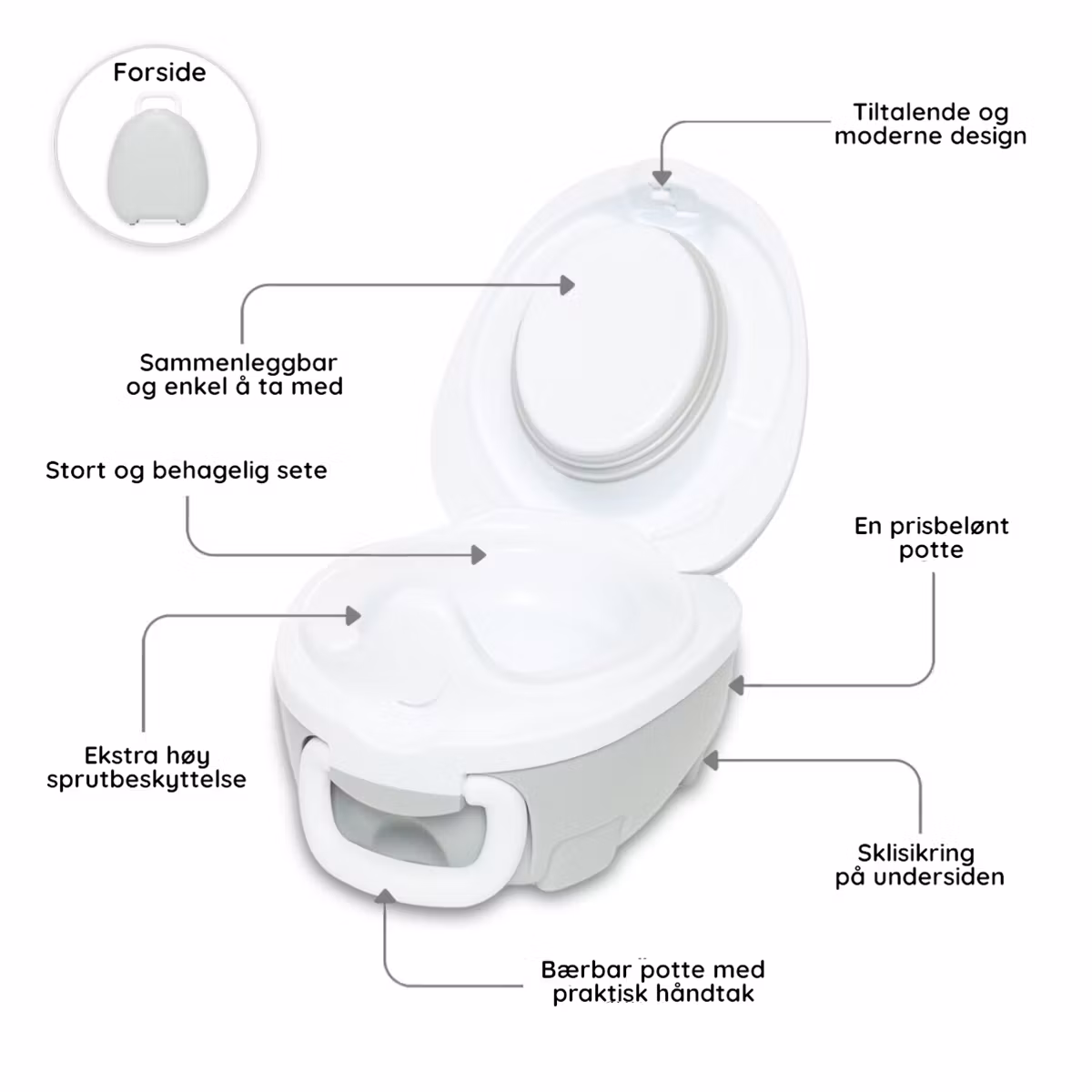 My Carry Potty potte til barn & Pottetreningsbukser - Pastellgrå