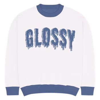 Glossy melt relaxed fit knitted crew neck sweater