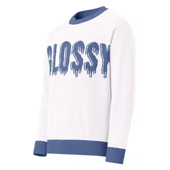 Glossy melt relaxed fit knitted crew neck sweater