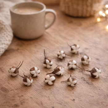 bomullsdekorationer, naturligt torkad bomull