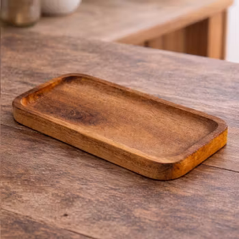 Bricka för små krukor i trä – 10 × 20 cm