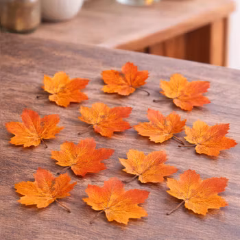10 st konstgjorda lönnlöv – Höst