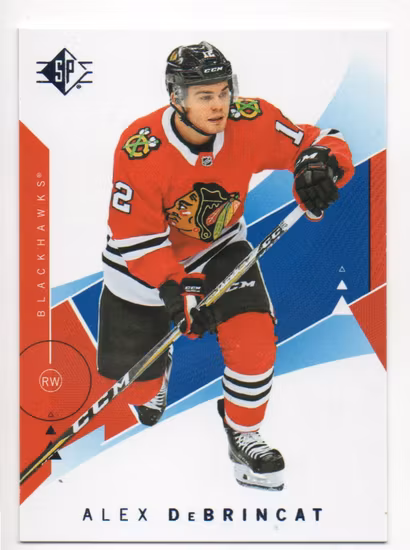 2018-19 SP Blue #72 Alex DeBrincat (10-X322-BLACKHAWKS)