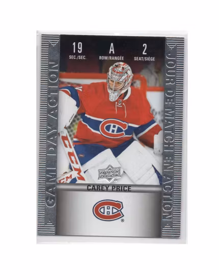 2019-20 Upper Deck Tim Hortons Historic Game Day Action #HGD2 Carey Price (30-X75-CANADIENS)
