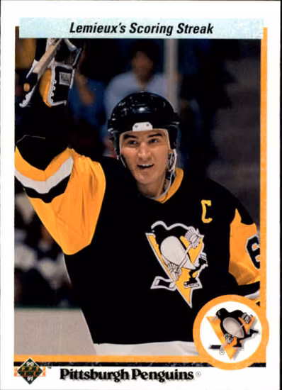 1990-91 Upper Deck #59 Mario Lemieux Streak (10-96x5-PENGUINS) (5)