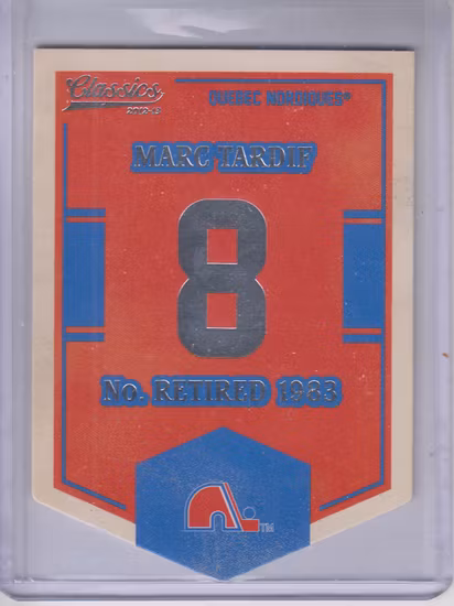 2012-13 Classics Signatures Banner Numbers #75 Marc Tardif (12-115x4-NORDIQUES)