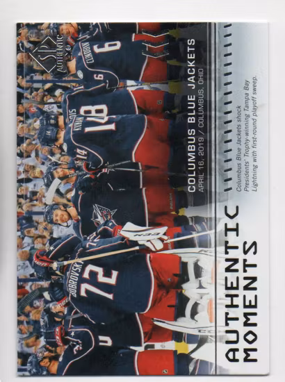 2019-20 SP Authentic #108 Columbus Blue Jackets AM (10-312x6-BLUEJACKETS)