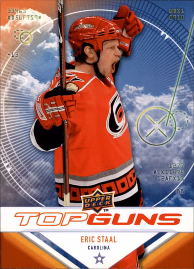2009-10 Upper Deck Top Guns #TG4 Eric Staal (10-369x5-HURRICANES) (5)