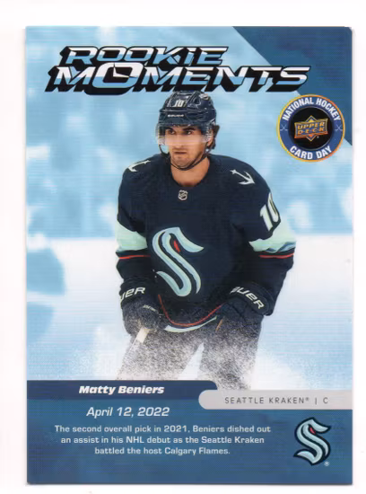 2022-23 Upper Deck National Hockey Card Day Rookie Moments #NHCDBE Matty Beniers (10-V11-KRAKEN) (4)