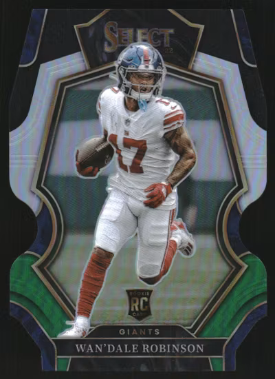 Kopia 2022 Select Prizm Black and Green Die Cut #174 Wan'Dale Robinson (20-MM8-NFLGIANTS)