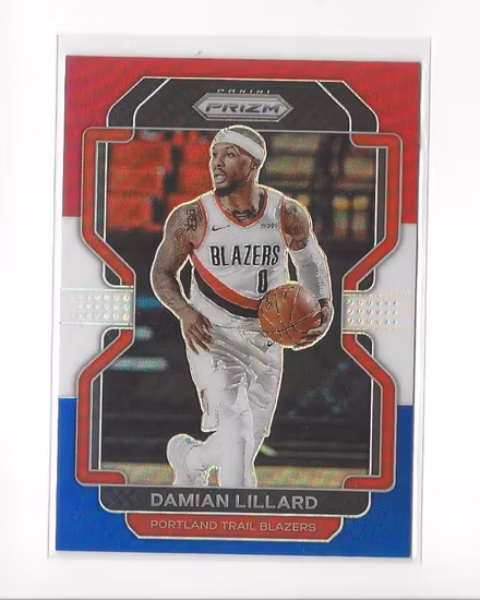 2021-22 Panini Prizm Prizms Red White and Blue #116 Damian Lillard (20-S5-NBATRAILBLAZERS)