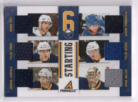 2011-12 Pinnacle Starting Six Threads #7 Jordan Leopold Ryan Miller Jason Pominville Derek Roy Tyler Myers Tyler Ennis (60-X282-SABRES)