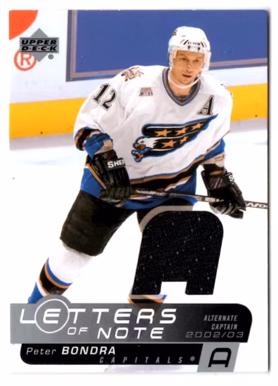2002-03 Upper Deck Letters of Note Jerseys #LNPB Peter Bondra (40-X131-CAPITALS)